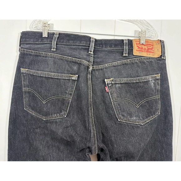 VTG Levis 501 Jeans Men’s 40x32 Black Regular Straight Leg Button Fly Dark Wash - Picture 4 of 10